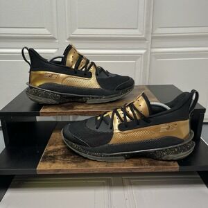 Under Armour Curry 7 Basketball Shoes Mens 9.5 Gold NBA Finals Sneakers Athletic